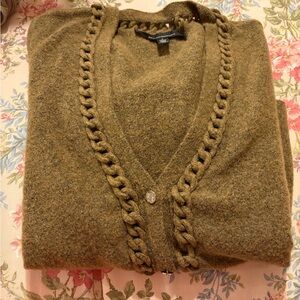 White House Black Market Brown Cardigan with Braided Detail Size Small